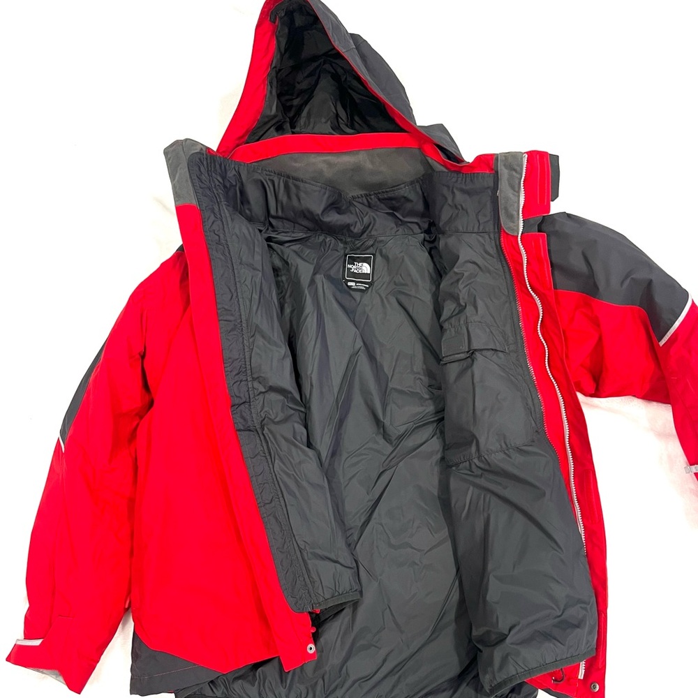 The North Face Red and Gray Hooded Jacket